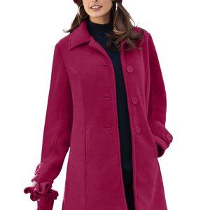 Roaman's Women's Plus Size Pink Peacoat Fleece Jacket 22/24